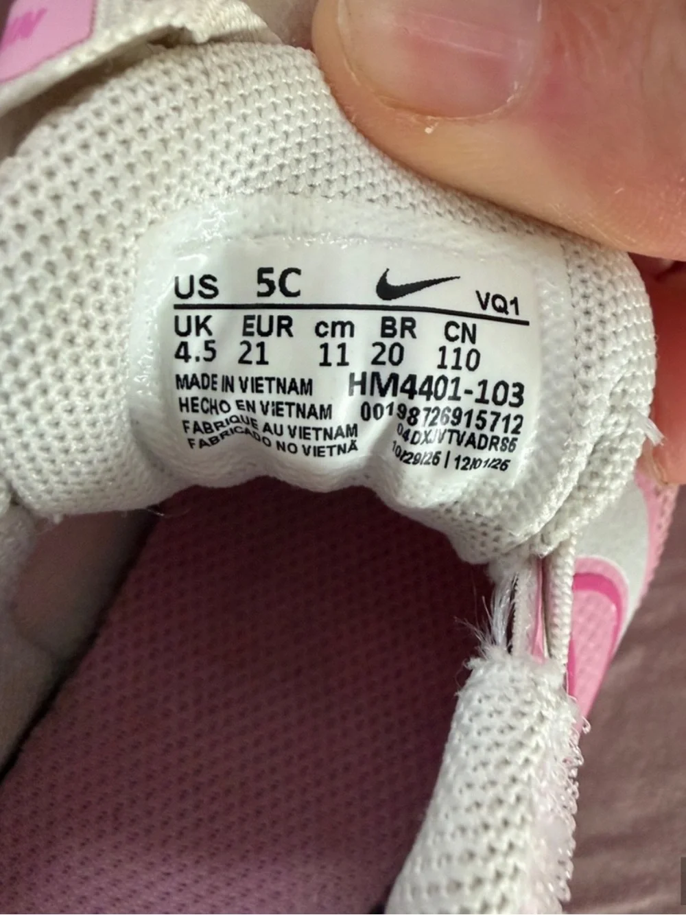 5C Toddler Pink and White Velcro Sneakers Ultra Lightweight